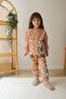 Brown Deer Printed 3 Thread Raised Girl's Top and Bottom Set