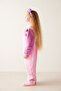 Pink Girls' Teddy Bear Patterned Jumpsuit - 3