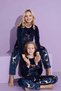 New Season Trend Model Velvet Mother/Daughter Pajamas Set 2776-Navy Blue - 2