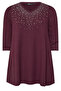 Plus Size V-Neck Jewelled Embroidered Sleeve Gathered Blouse 322227 - 6