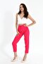 Fuchsia High Waist Atlas Fabric Trousers