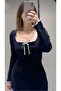 women's bohemian spanish sleeves chest low cut vintage long sleeves lettuce stitching mini dress - 4