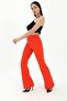 High Waist Hidden Zipper Flap Trousers - Orange - 3
