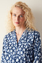 Leopard Printed Long Sleeve Navy Blue Shirt Pajama Set - 5