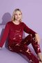 New Season Trend Model Velvet Mother/Daughter Pajamas Set 2776-Burgundy - 4