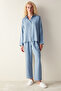 Lucy Blue Shirt Trousers Blue Pajama Set - 2