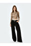 Slim Fit Crew Neck Long Sleeve Snake Skin Printed Crop T-Shirt - 2