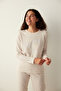 Beige Be Happy Slogan T-Shirt Pajama Top - 2