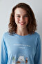 Cat Printed Blue Pajama Set - 3