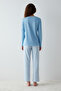 Cat Printed Blue Pajama Set - 6