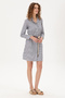 Women's Navy Blue Striped Mini Size Woven Dress 50297375-Vr033 - 3