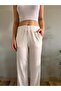 Women's wide leg pleated fabric trousers - 3