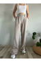 Women's Gray Buttoned High Waist Palazzo Pants