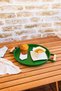 Metal 4 Piece (51 37 45 30 Cm) Round Tray Set with Green Wooden Handles, Breakfast Tray - 5