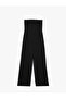 Ribbed Strapless Jumpsuit - Pocket Detailed
