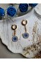 Flower Figured Gold Color Steel Earrings - 5