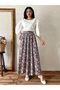 Black-Lilac Floral Flared Poplin Skirt