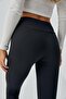 Women's Black Modal Fabric High Waist Ribbed Soft Leggings 28285 - 4