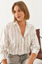 Women's White Modal Single Pocket Patterned Shirt 60211024 - 4