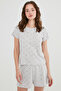 Light Gray Melange Sweet Love Waffle Ss T-Shirt - 2