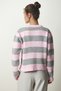 Stylish Buttoned Striped Knitwear Cardigan Pink Gray Lnf0021 - 5