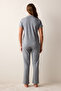 Cotton Maisie Gray Buttoned Shirt Pants Pajama Set - 5