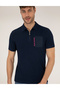 Navy Blue Slim Fit Zippered Polo Neck T-Shirt 50264570-Vr033 - 3
