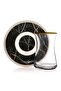 طقم شاي مكون من 12 قطعة من الرخام الأسود