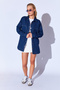 Gabardine Washed Stitching Detailed Double Pocket Oversize Women's Outer Shirt |   Navy Blue Mkw 169415 -01 - 7
