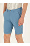 Dark Blue Slim Fit Linen Blend Bermuda Shorts with Elastic Waist 50264863-Vr032 - 5