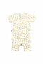 Cotton Baby Short Sleeve Shorts Jumpsuit Yellow Lemons - 3