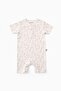 Baby Cotton Short Sleeve Shorts Jumpsuit Giraffe Cream
