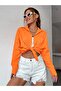 Women's Orange Oversize Long Basic Shirt - 2