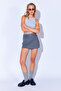 Gray Melange Poly Viscose Double Belted Luxury Quality Woven Short Skirt Ek100299157 - 8