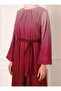 Belted Gradient Patterned Chiffon Hijab Evening Dress - Pink - Refka - 4