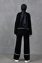 Stripe Detailed Stand Collar Sweater and High Waist Pants Oversize Bottom Top Knitwear Black Hijab Suit 3040 - 3