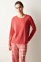 Checkered Red Thermal Pajama Set - 3