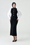 Hijab Suit Buttoned Sleeveless Cardigan High Waist Midi Skirt Bottom Top Black Knitwear Hijab Suit 5155 - 8