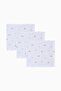3-Piece Muslin Baby Mouth Diaper Star Patterned Pink 25X25 cm