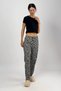 Black and White Dotted Women's Velvet Pajama Bottoms Tracksuit Cotton - 4