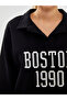 Polo Collar Embroidered Women's Thick Sweatshirt (W4) - 3