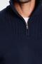 Men's Slim Fit Slim Fit Dobby Zippered Navy Blue Stand Collar Sweater - 4