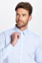 Men's Slim Fit Slim Fit Long Sleeve 100% Cotton No Ironing Needed Non Iron Blue Shirt - 4
