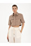 Beige Crop Top Short Sleeve Shirt 50284674-Vr011