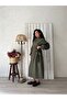 Long Khaki Green Casual Stamp Dress - 2