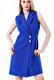 Lined Sleeveless Hürrem Long Jacket Dress | Ckt35288 Cobalt Blue - 4