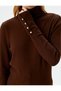 Turtleneck Knitwear T-Shirt Soft Texture Long Sleeve Cuffs Button Detail - 5