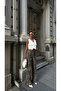 High Waist Leopard Camel Wide Leg Women's Jeans with Drawstring Waist - 5