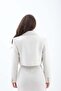 Double-Breasted Short Blazer Jacket with Lapel Pocket and Tassel Detail - Ecru - 6