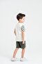 Boys' T-Shirt Shorts Set with Checkerboard Pattern on Sleeves - 4